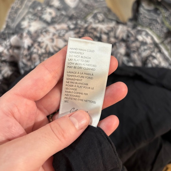 Cleobella Shiva Midi Dress Tripura Block Print Gray White V Pockets Boho Large - Picture 9 of 10